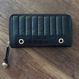 See by Chloe Black Leather Wallet with Gold Accents